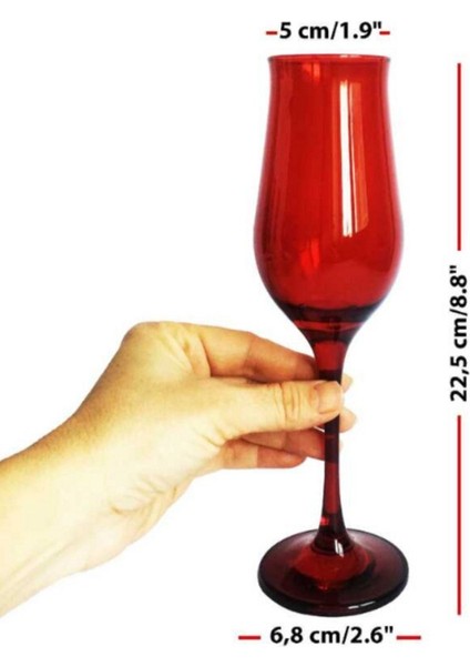 Kırmızı Dalgalı Şampanya Kadehi 190CC 6'lı Set modelleri