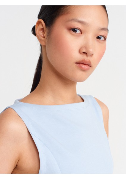 21001 Kayık Yaka Peplum Top-Açık Mavi modelleri