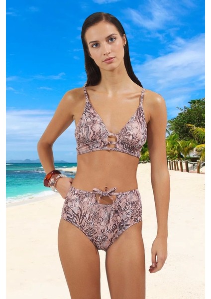 Desenli Üçgen Bikini Takımı Premium Kalite Klora Dayanıklı Yaz Koleksiyonu