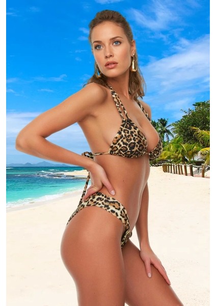 Desenli Üçgen Bikini Takımı Ergonomik Kesim Klora Dayanıklı Yaz Koleksiyonu Hızlı Kuruyan fiyatları