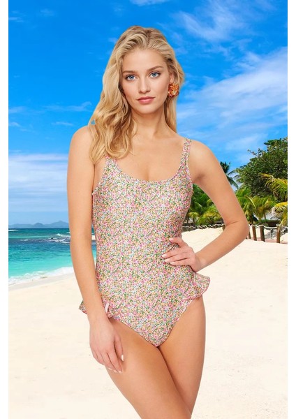 Desenli Fırfırlı Mayo Yüksek Konfor Su Sporları Için Premium Kalite Hızlı Kuruyan