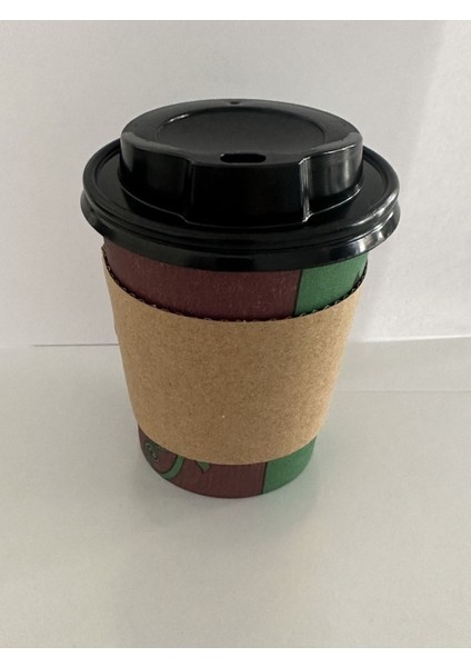 8 Oz Siyah Kapaklı Karton Bardak 200 Ml, Çay ve Kahve Için 100'LÜ Set