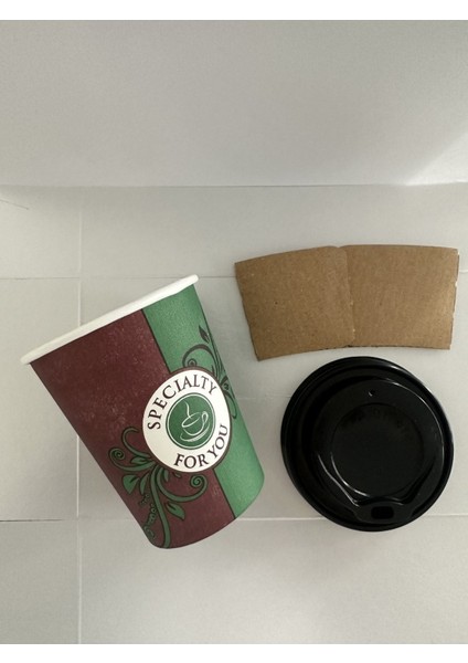 8 Oz Siyah Kapaklı Karton Bardak 200 Ml, Çay ve Kahve Için 100'LÜ Set modelleri