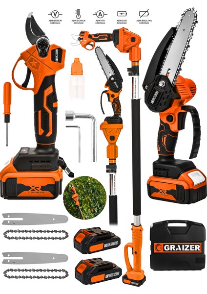 Powerforge 2 Akülü 2'li Set Şarjlı Ağaç Dal Kesme ve Budama Makası Testere Teleskopik Uzatmalı-Trnc fiyatları