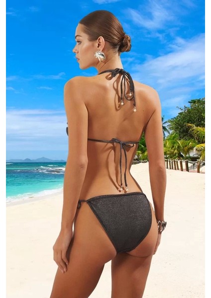 Üçgen Simli Bikini Takımı Klora Dayanıklı Plaj ve Havuz Için Yaz Koleksiyonu fiyatları