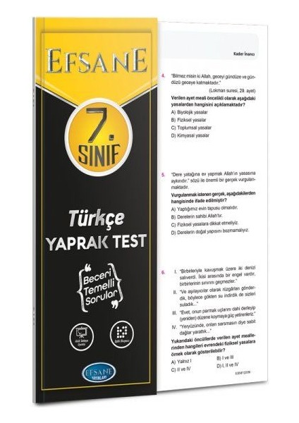 7. Sınıf 4'lü Deneme Seti Türkçe-Matematik-Inkılap-Fen