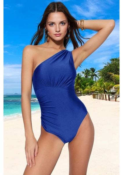 Drape Tek Omuz Mayo Havuz Mayosu Yaz Koleksiyonu Hızlı Kuruyan Esnek Kumaş Swimsuit