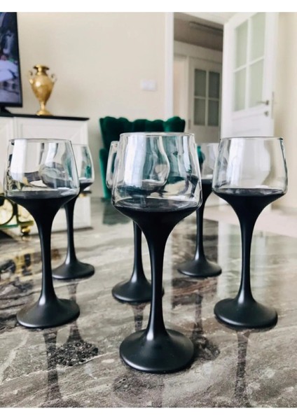 Lüsterli 6'lı Kahve Yanına Şık ve Şeffaf Bardak Seti