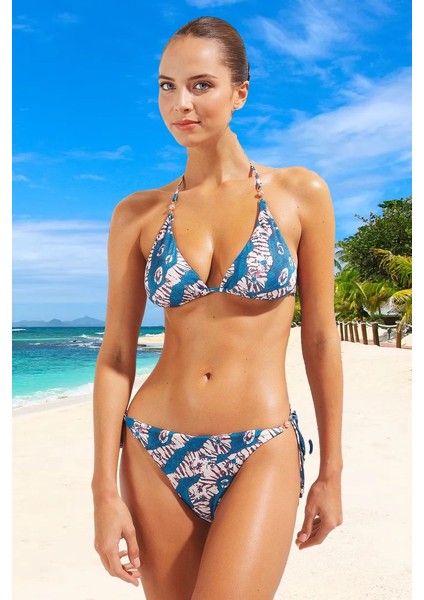 Desenli Üçgen Bikini Takımı Yaz Koleksiyonu Premium Kalite Özel Tasarım