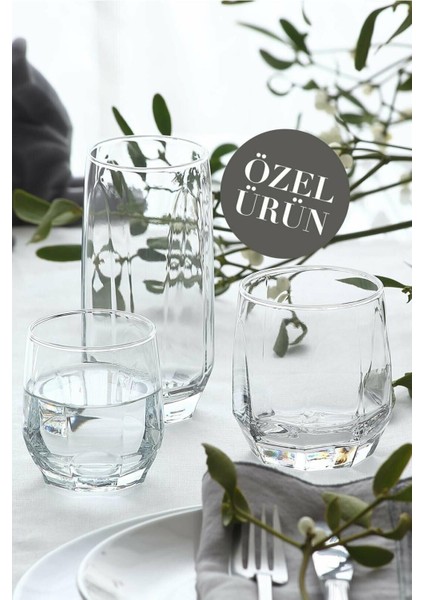 Beyaz 18 Parça Şeffaf Bardak Takımı, Şık ve Dayanıklı Tasarım