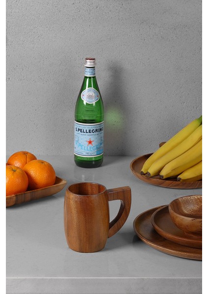 Kahverengi Akasya Kupa Bardak, Şık ve Kullanışlı Ev ve Ofis Aksesuarı