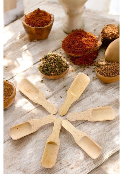 12 Adet Ahşap Mini Ölçü Küreği, Reçel, Bal, Şeker Için, 7cm