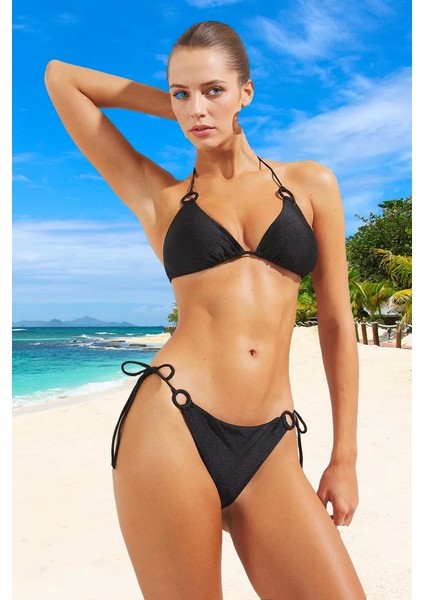 Parlak Üçgen Bikini Takımı Klora Dayanıklı Ergonomik Kesim Premium Kalite