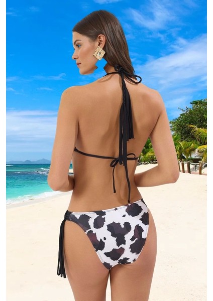 Üçgen Desenli Bikini Takımı Özel Tasarım Klora Dayanıklı Ergonomik Kesim Hızlı Kuruyan modelleri