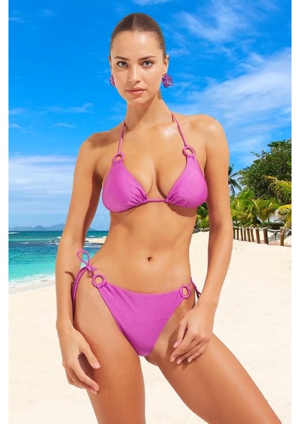 Parlak Üçgen Bikini Takımı Klora Dayanıklı Ergonomik Kesim Premium Kalite
