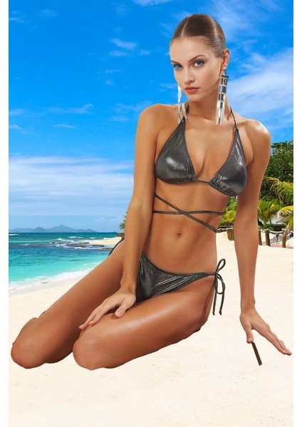 Üçgen Desenli Bikini Takımı Özel Tasarım Yaz Koleksiyonu Premium Kalite Esnek Kumaş