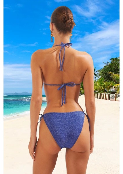 Üçgen Simli Bikini Takımı Plaj ve Havuz Için Su Sporları Hızlı Kuruyan Yüksek Konfor modelleri