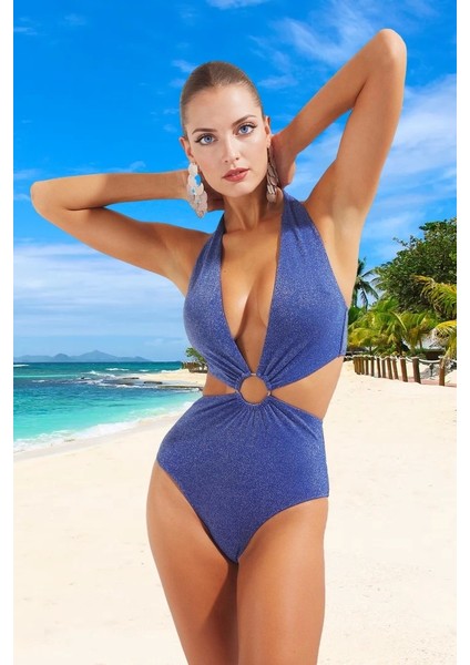 Derin V Yaka Simli Mayokini Yüksek Konfor Premium Kalite Hızlı Kuruyan