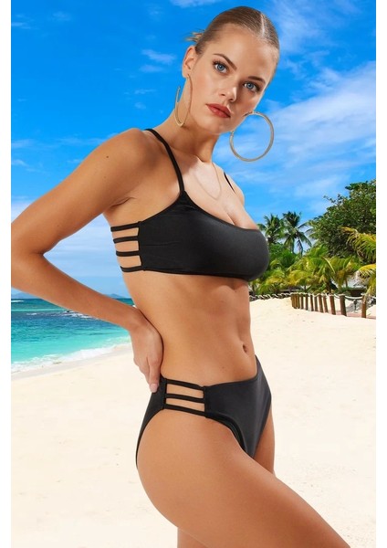 Bikini Takımı Esnek Kumaş Yüksek Konfor Klora Dayanıklı Su Sporları Için