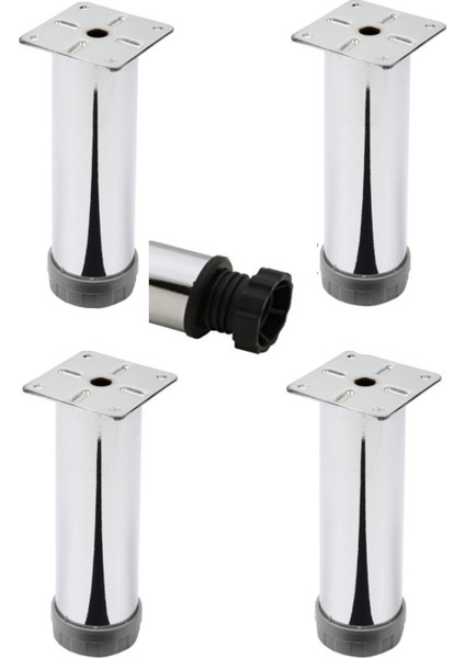 Mobilya Kanepe Baza Koltuk Çekyat Yükseltme Ayağı Tablalı Krom Metal 10 cm 4 Adet