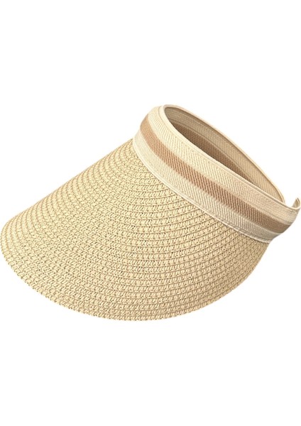 Kadın Hasır Vizör Taç Şapka - Bej