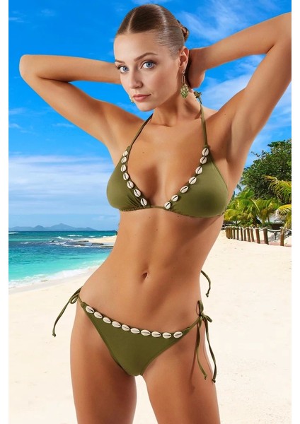 Üçgen Bikini Takımı Su Sporları Için Premium Kalite Esnek Kumaş Klora Dayanıklı Plaj ve Havuz