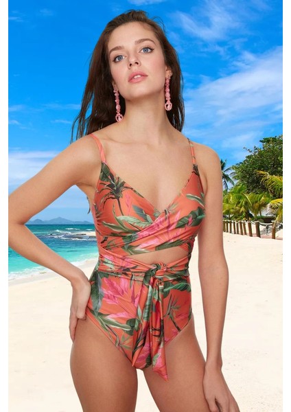Desenli Bağlamalı Mayo Su Sporları Için Ergonomik Kesim Plaj Mayosu Swimsuit Sporu Kıyafeti fiyatları