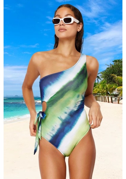 Tek Omuz Bağlamalı Mayo Yüzme Kıyafeti Plaj Mayosu Yüksek Konfor Deniz