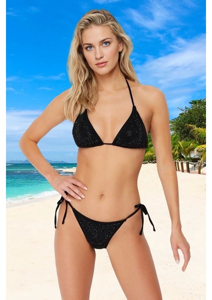 Üçgen Bikini Takımı Şık Detaylı Esnek Kumaş Plaj ve Havuz Için Hızlı Kuruyan Ergonomik Kesim