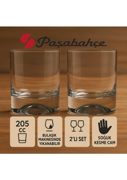 Şık 205 cc Soğuk Kesme Cam Meşrubat Bardağı 2'li Set Beyaz