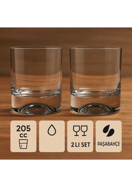 Şık 205 cc Soğuk Kesme Cam Meşrubat Bardağı 2'li Set Beyaz