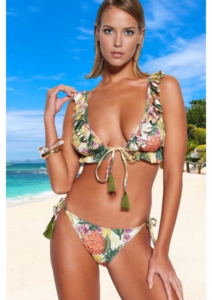 Üçgen Desenli Bikini Takımı Yaz Koleksiyonu Plaj ve Havuz Için Şık Detaylı