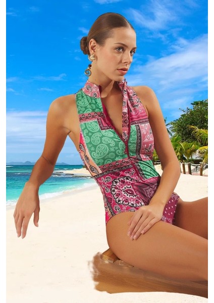 Halter Desenli Mayo Deniz Kıyafeti Premium Kalite Hızlı Kuruyan Yüksek Konfor Su Sporu fiyatları