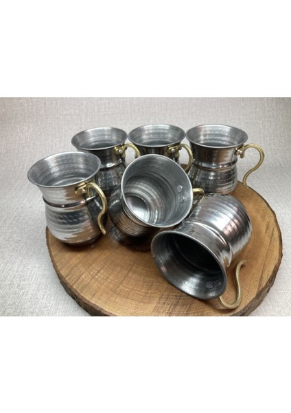 Krom Dövme Ayran Bardağı 6'lı Set, Metal Otantik Tasarım fiyatları