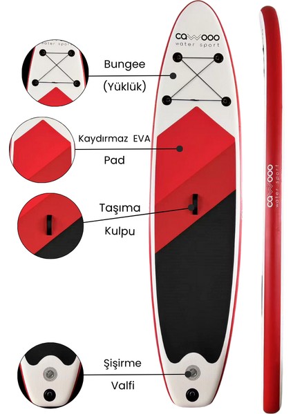 Sup Şişme Sörf Tahtası Stand Up Paddle Board 78*320*15 cm Kırmızı fırsatları