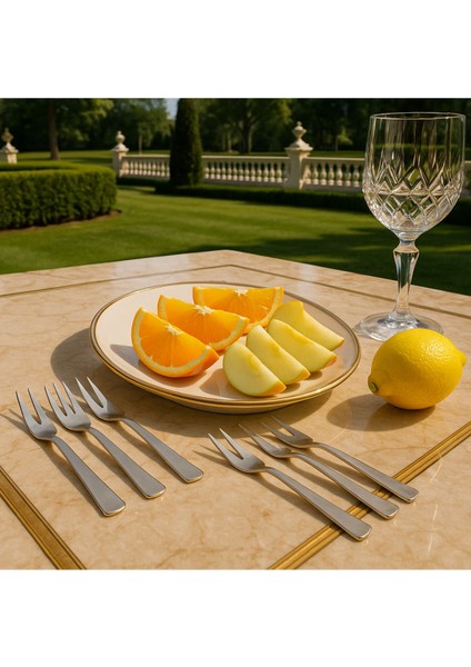 6'lı Paslanmaz Çelik Limon ve Fondü Çatalı, Şık ve Dayanıklı Mutfak Araçları