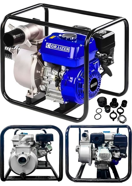 Powerforge 9,8 Hp Metal Şanzuman Turbo Benzinli Yüksek Performans 3 Parmak Benzinli Su Motoru-Mavi