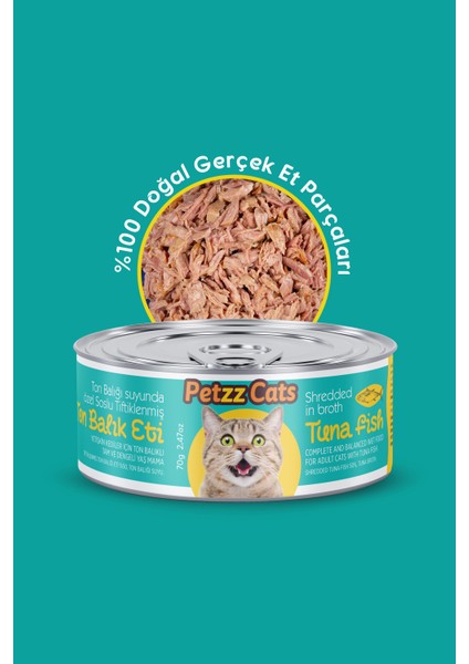 Petzzcats Lezzetli Sos Içinde Taze Fileto Ton Balıklı Konserve Kedi Maması 70 gr
