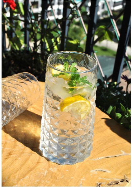 6'lı Cam Uzun Meşrubat ve Kokteyl Bardakları, 520 Cc, 15X6 Cm, Beyaz