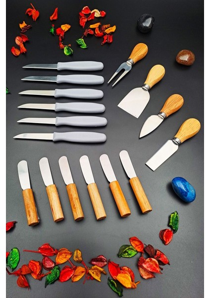 16 Parça Çok Renkli Bıçak Seti, Bambu Saplı, Meyve, Tereyağı, Reçel, Çikolata Bıçakları fiyatları