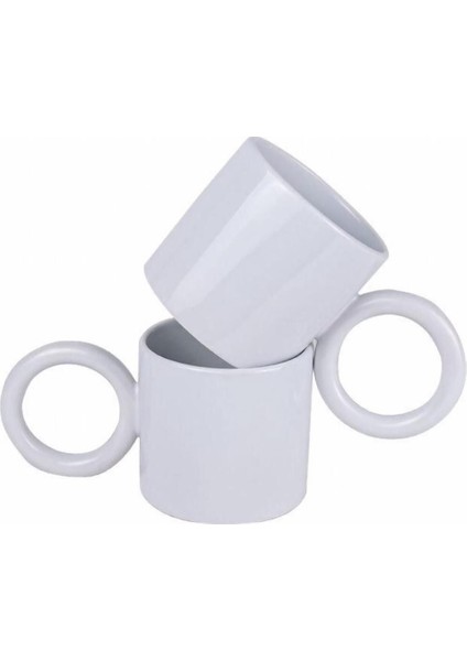 Ikili Beyaz Kupa Bardak Seti, Şık ve Kullanışlı Ev ve Ofis Için Ideal Seçim