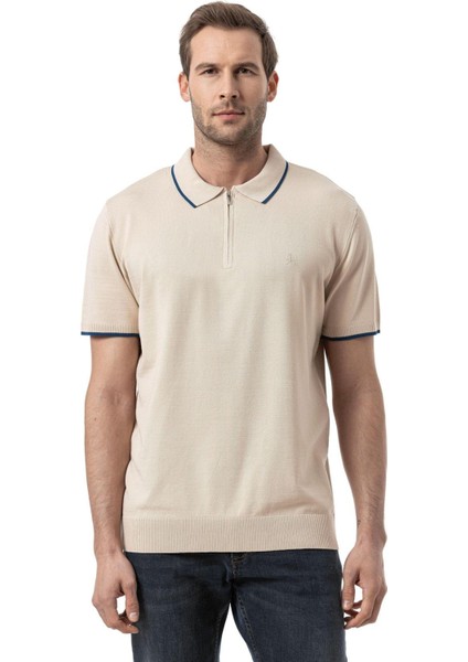 Fermuarlı Triko Polo T-Shirt