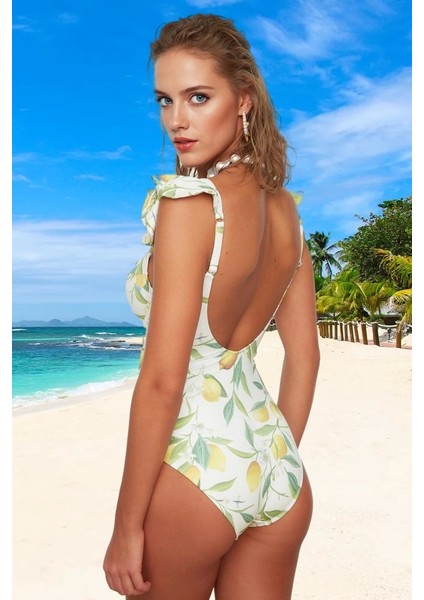 Desenli Fırfırlı Mayo Özel Tasarım Plaj ve Havuz Için Su Sporları Şık Detaylı modelleri