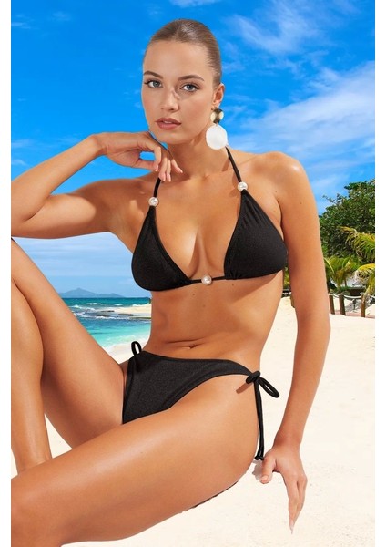 Üçgen Simli Bikini Takımı Özel Tasarım Yaz Koleksiyonu Hızlı Kuruyan Klora Dayanıklı fiyatları