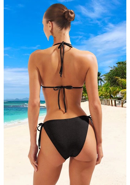 Üçgen Simli Bikini Takımı Özel Tasarım Yaz Koleksiyonu Hızlı Kuruyan Klora Dayanıklı modelleri