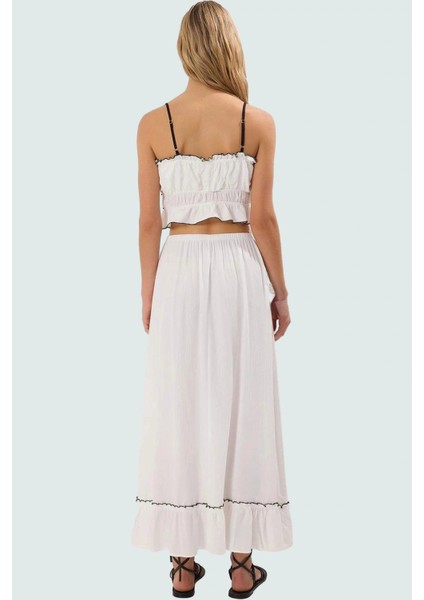 Yazlık Kadın Plaj Bluz Etek Takımı Ince Askılı Viskoz Polyester Trend Tasarım Rahat Kullanım modelleri