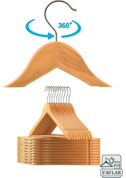 Savlar 6’lı Kaymaz Ahşap Askı Seti – Dönebilen Kanca, Elbise Ceket Pantolon Askısı modelleri