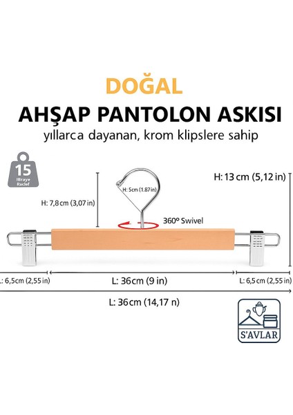 Savlar Mandallı Ahşap Askı Pantolon ve Etek Askısı 4 Adet modelleri