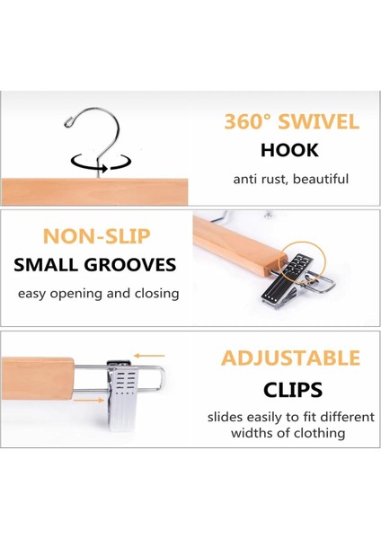 Savlar Mandallı Ahşap Askı Pantolon ve Etek Askısı 4 Adet fırsatları