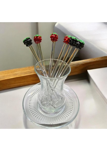 Çok Renkli 6'lı Cam Böğürtlen Çay Kaşığı Seti, Şık ve Kullanışlı Tasarım